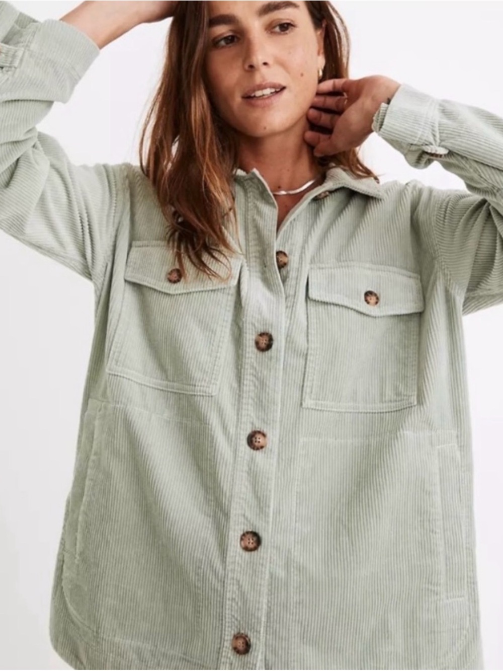 Madewell Sage Green Button-Front Utility Jacket - Picture 3 of 6